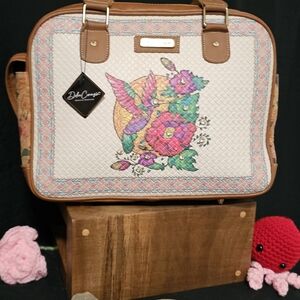 Cream and Brown Floral Shoulder Bag with Vintage Charm And Crok